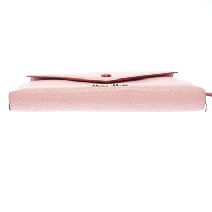 Used ◆ Miu Miu long wallet Madras love letter pink gold hardware miumiu [AFI20] 