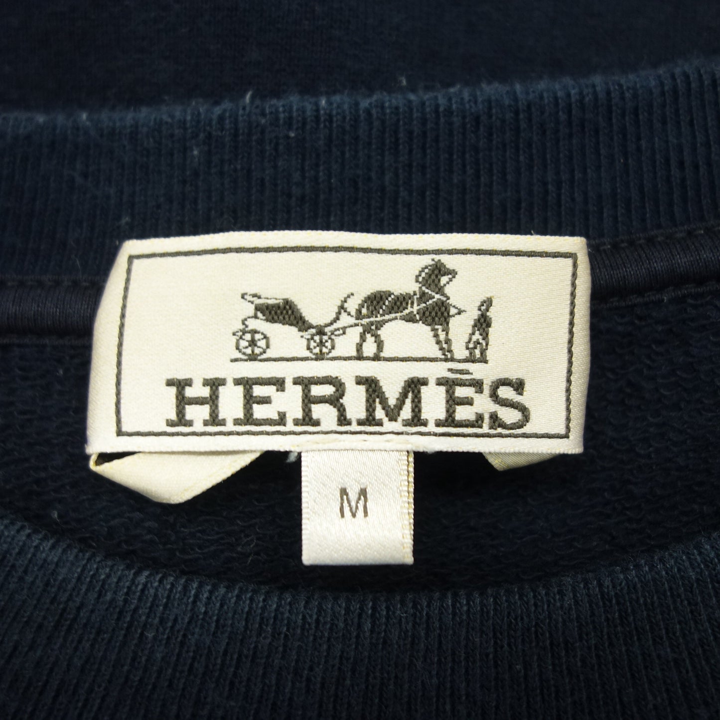 エルメス トレーナー 袖デザイン メンズ ネイビー M HERMES【AFB1】【中古】