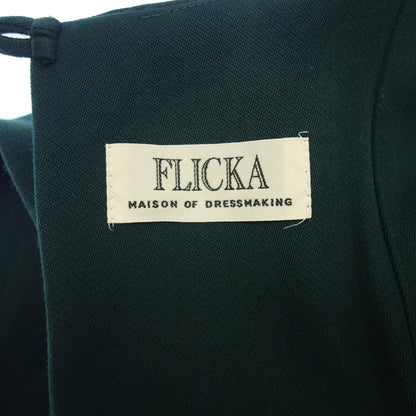 美品◆フリッカ ノースリーブパターンワンピース ウール レディース グリーン サイズ1 FL-050P-15AW FLICKA【AFB17】