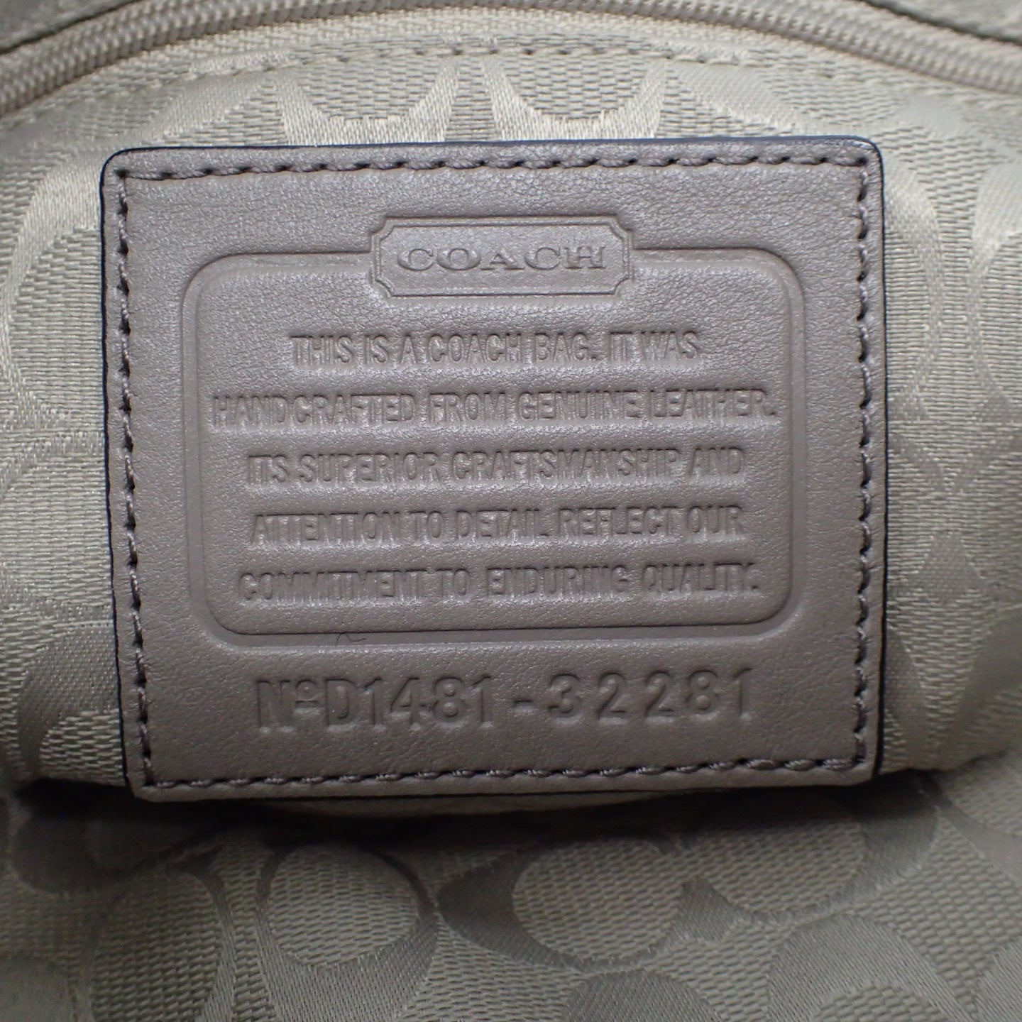 Coach shoulder bag bucket leather with leather tag 32281 Gray COACH [AFE2] [Used] 