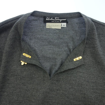 Salvatore Ferragamo Knit Sweater Gancini Gold Hardware Women's M Gray Salvatore Ferragamo [AFB16] [Used] 