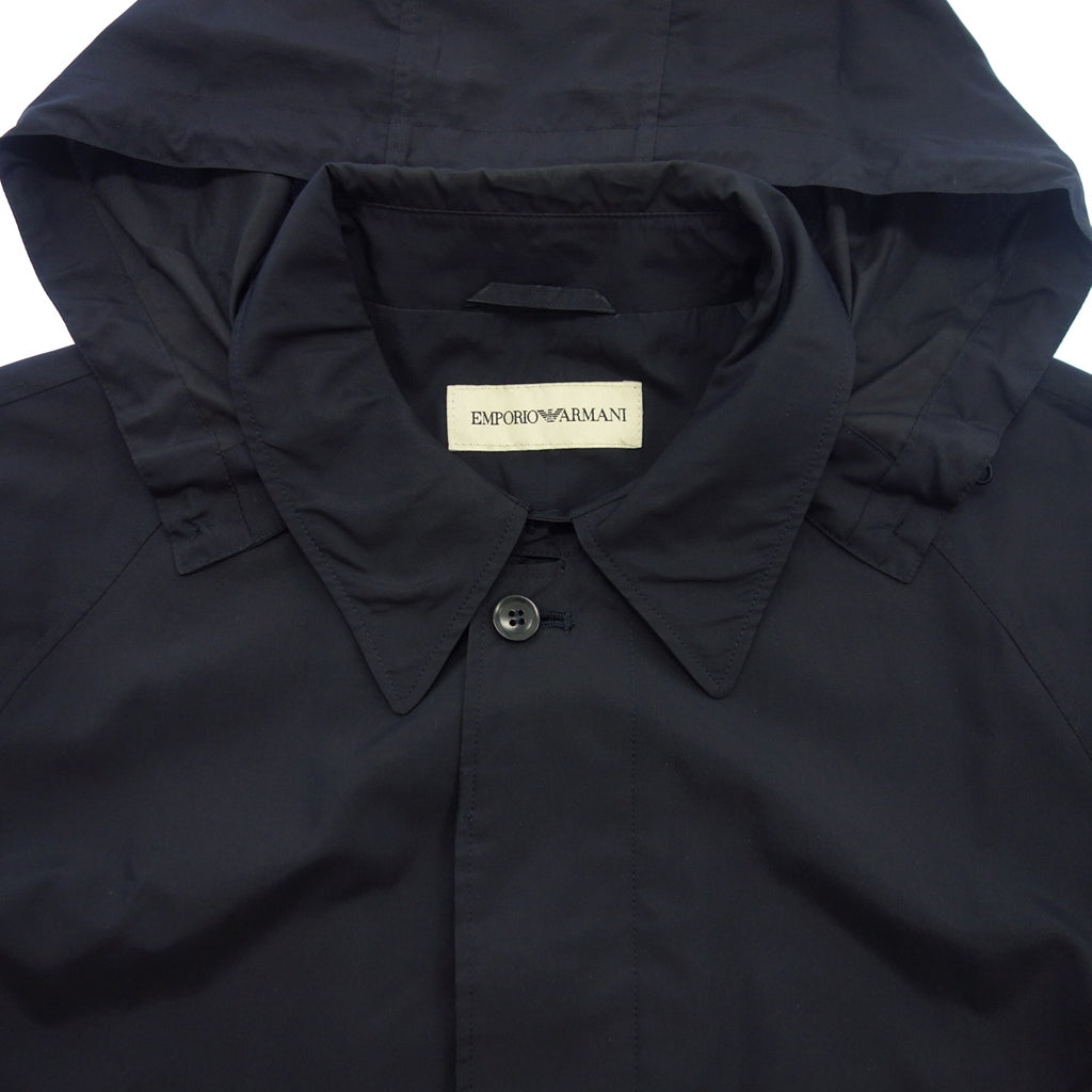 Used ◆ Emporio Armani Hooded Stainless Steel Collar Coat Men's 50 Navy EMPORIO ARMANI [AFB22] 
