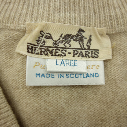 Good condition◆Hermes knit sweater V-neck cashmere size L men's brown HERMES [AFB35]