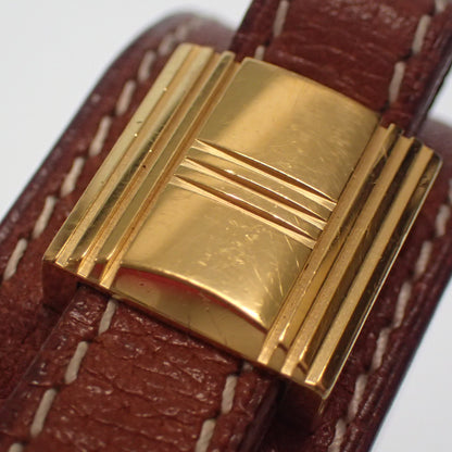 Good condition◆Hermes bracelet Artemis leather gold hardware □E carved M size brown HERMES [AFI12] 